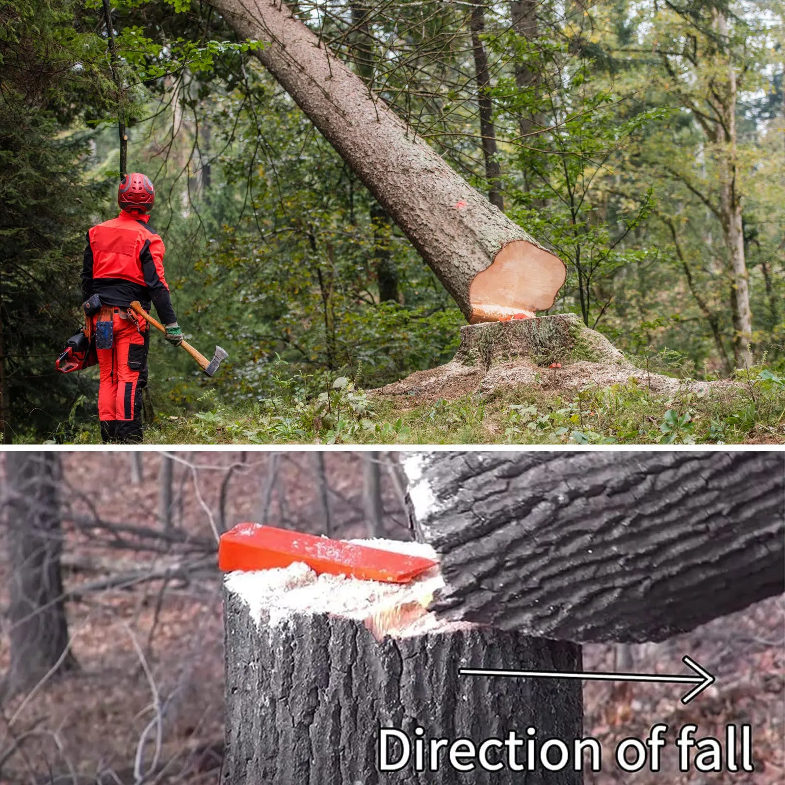 3Pcs Tree Cutting Wedges Durable Plastic Effective Felling Wedge Logging Supplies Safety Chainsaw Accessories with Gloves