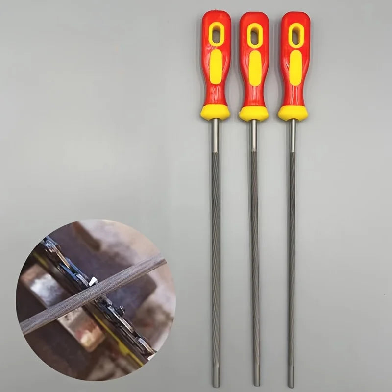Handle Saw Chain File Set, Logging Saw File, 4.0/4.8/5.5mm Diameter, Electric Chain Saw Small Round File, Logging Saw File