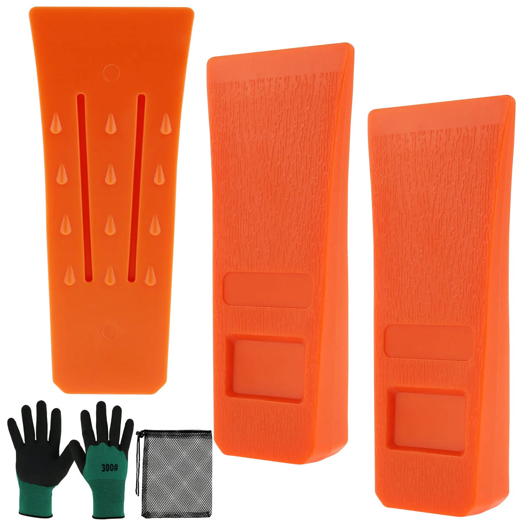 3Pcs Tree Cutting Wedges Durable Plastic Effective Felling Wedge Logging Supplies Safety Chainsaw Accessories with Gloves