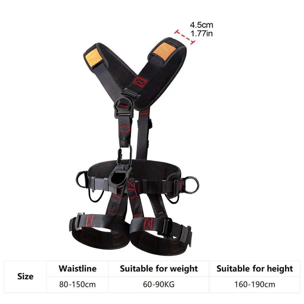 Five-Point Safety Harness Fall Protection Kit Adjustable & Detachable Climbing Belt Tree Climbing Gear with Secure Buckles