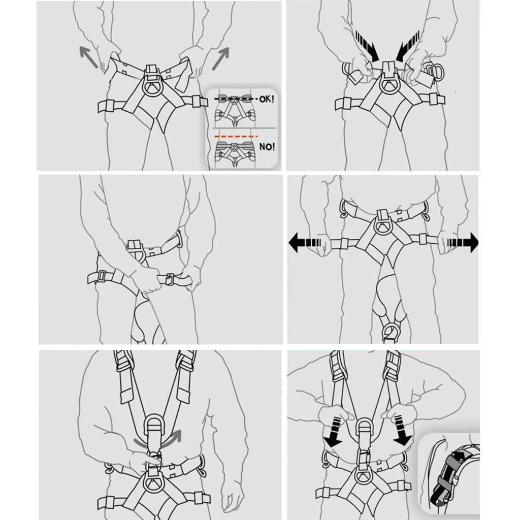 Five-Point Safety Harness Fall Protection Kit Adjustable & Detachable Climbing Belt Tree Climbing Gear with Secure Buckles