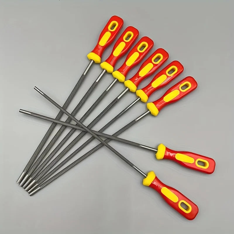Handle Saw Chain File Set, Logging Saw File, 4.0/4.8/5.5mm Diameter, Electric Chain Saw Small Round File, Logging Saw File