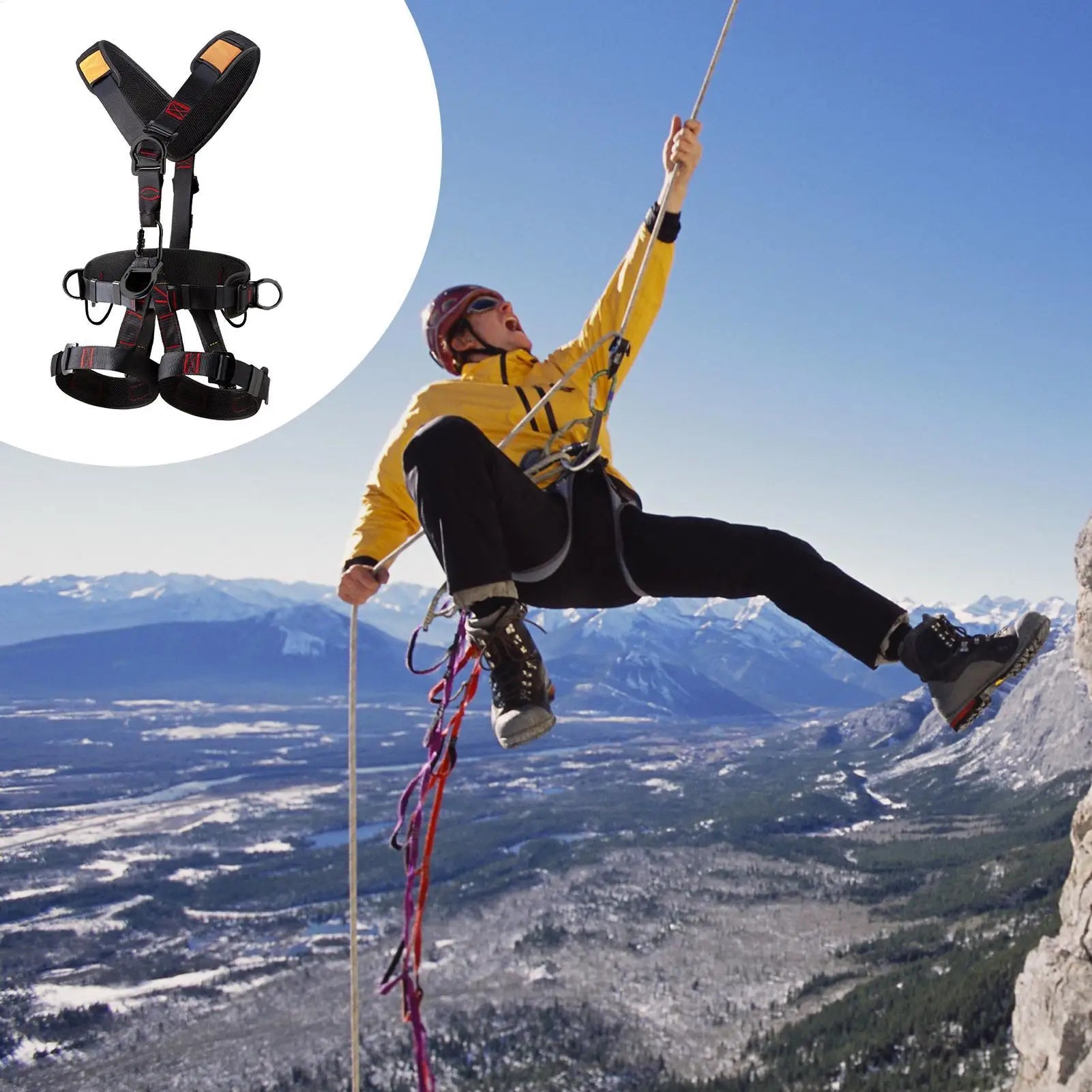 Five-Point Safety Harness Fall Protection Kit Adjustable & Detachable Climbing Belt Tree Climbing Gear with Secure Buckles