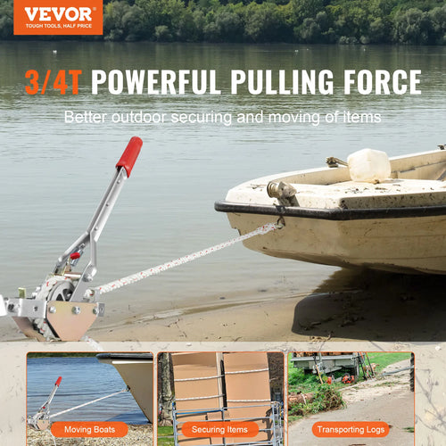 0.75Ton Rope Puller Come Along Winch with 2 Hooks