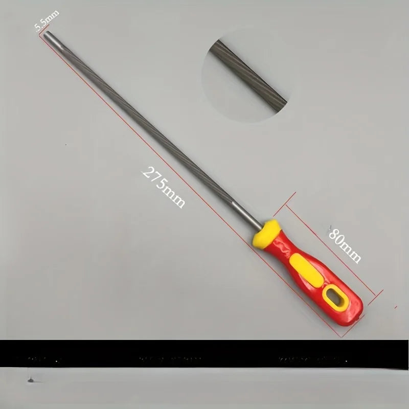 Handle Saw Chain File Set, Logging Saw File, 4.0/4.8/5.5mm Diameter, Electric Chain Saw Small Round File, Logging Saw File